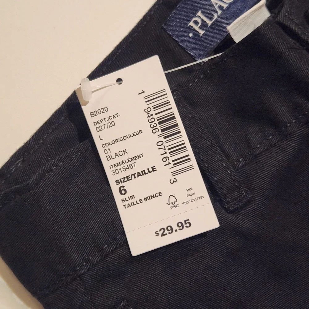 The Childrens Place Black‎ Slim Straight Stretch Pants Kids Size 6 NWT